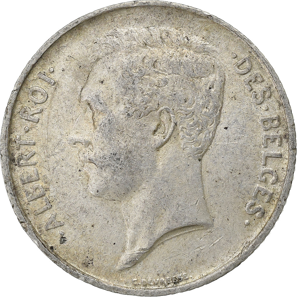 Bélgica, Albert I, 1 Franc, 1911, Prata, AU(50-53), KM:72