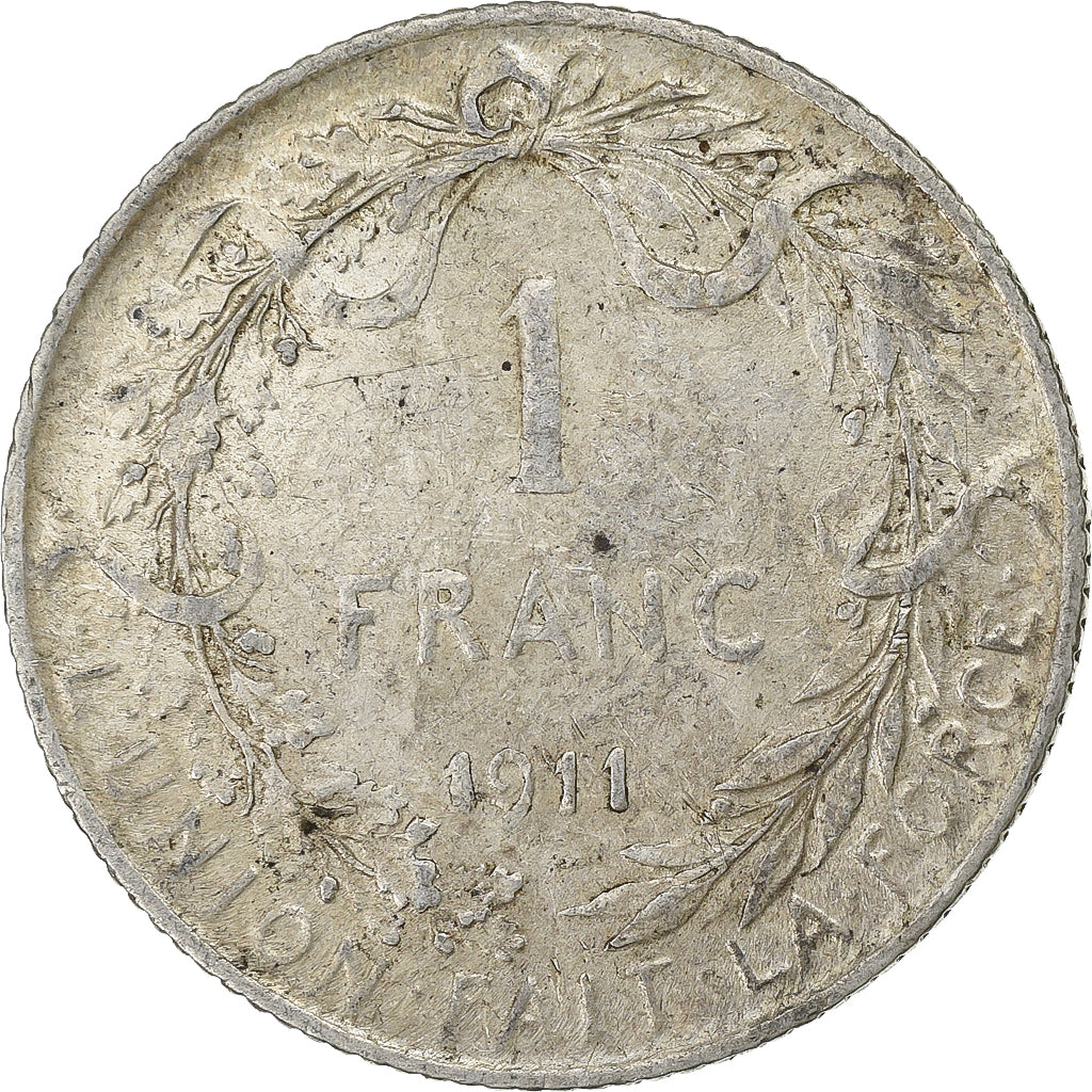 Bélgica, Albert I, 1 Franc, 1911, Prata, AU(50-53), KM:72