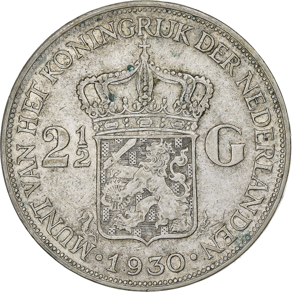 Pays-Bas, Wilhelmina I, 2-1/2 Gulden, 1930, Argent, TTB+