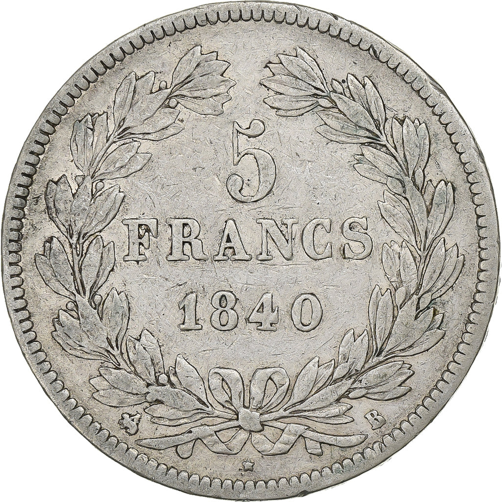 France, Louis-Philippe, 5 Francs, 1840, Rouen, Silver, EF(40-45), Gadoury:678
