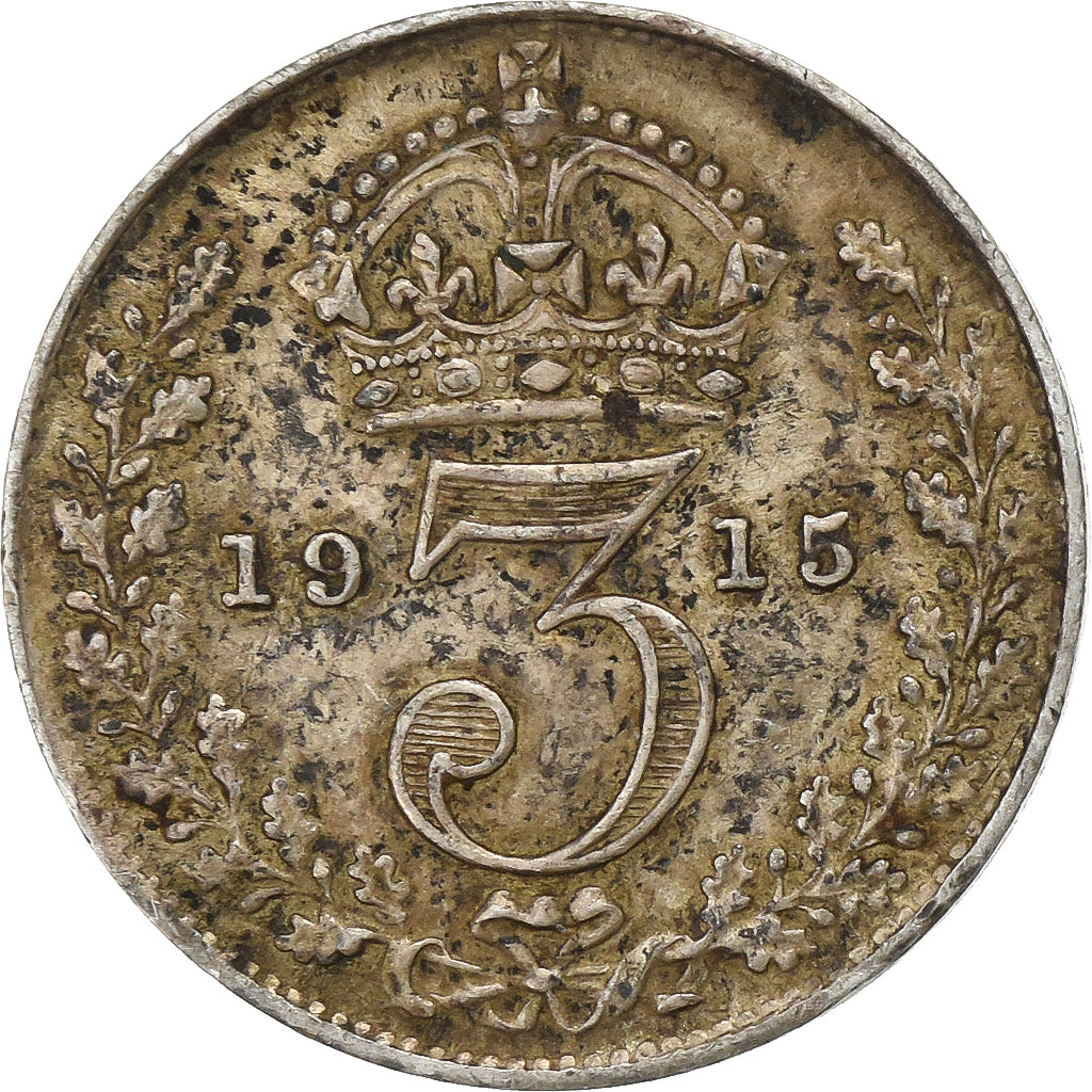 Great Britain, George V, 3 Pence, 1915, Silver, EF(40-45)