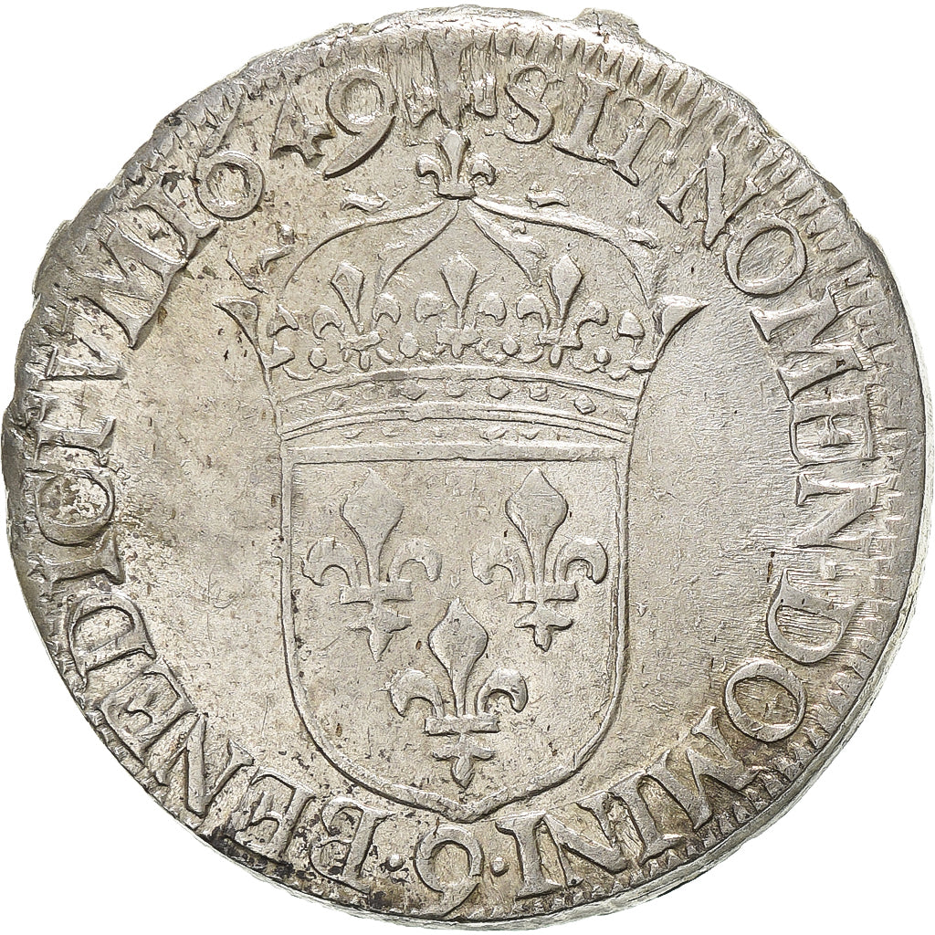 France, Louis XIV, 1/2 Écu à la mèche longue, 1649, Rennes, Silver