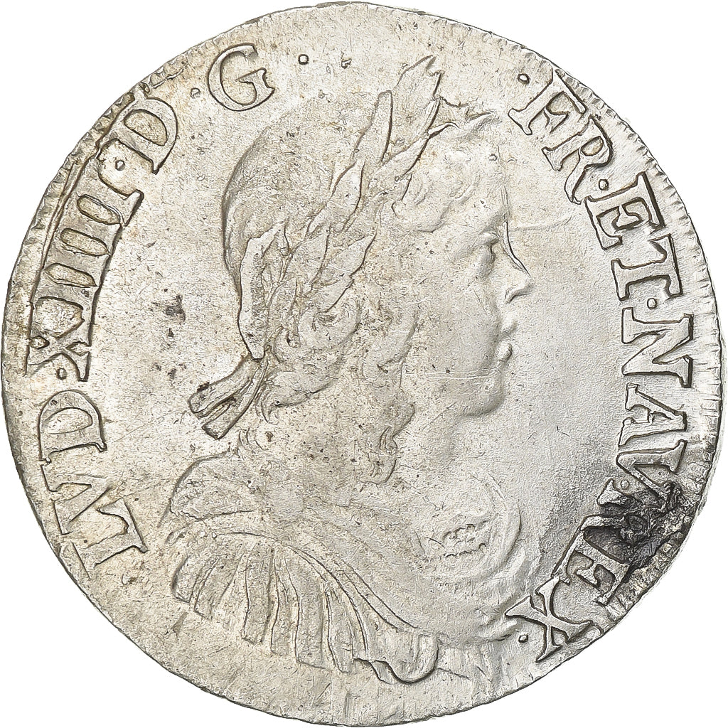 França, Louis XIV, 1/2 Écu à la mèche longue, 1650, Bayonne, Prata