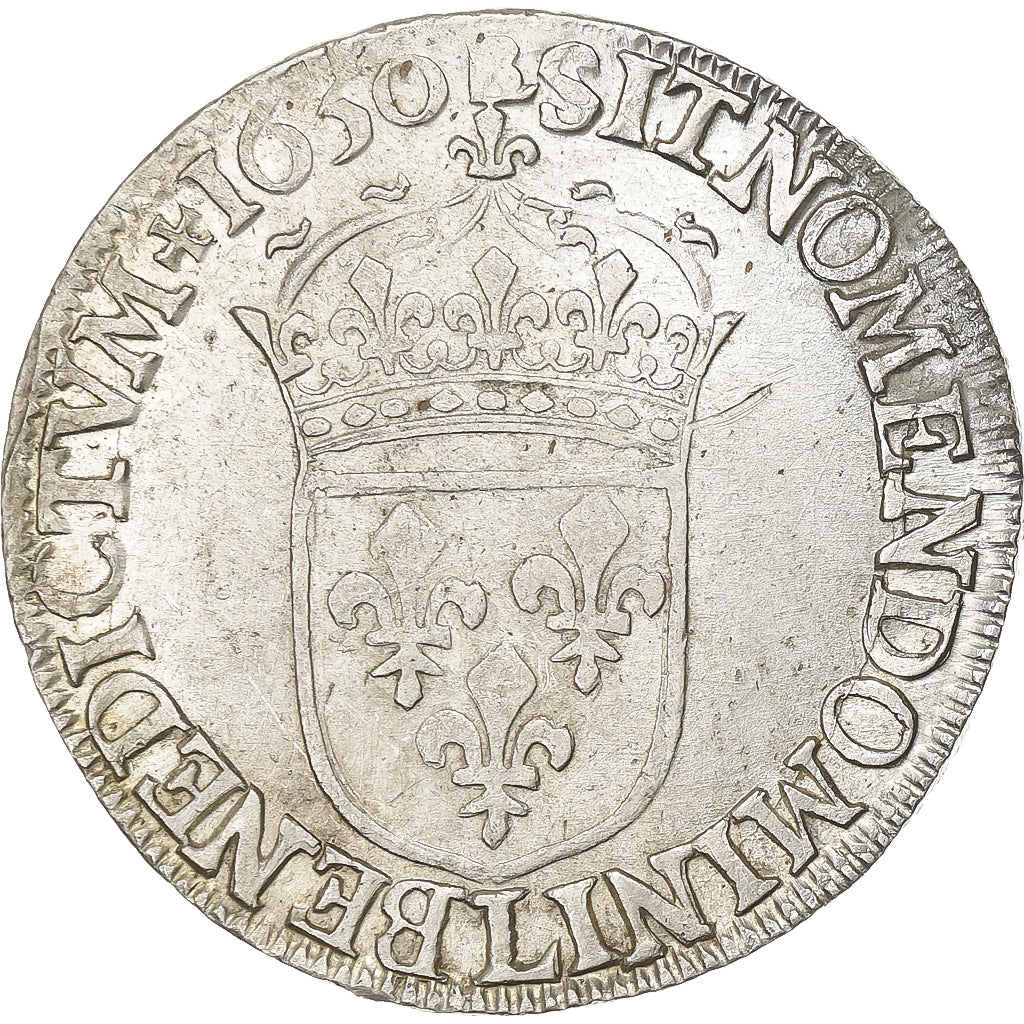 França, Louis XIV, 1/2 Écu à la mèche longue, 1650, Bayonne, Prata