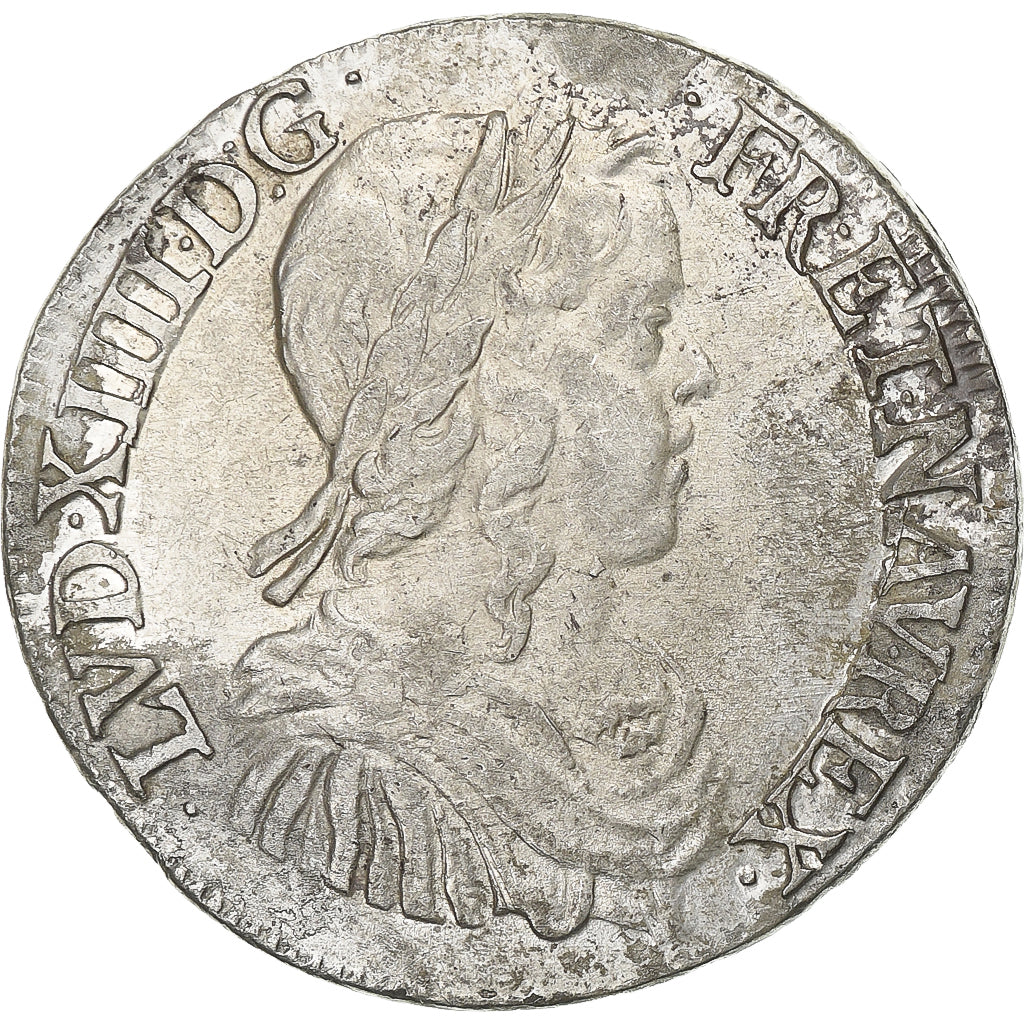 Frankrijk, Louis XIV, 1/2 Écu à la mèche longue, 1650, Bayonne, Zilver, ZF