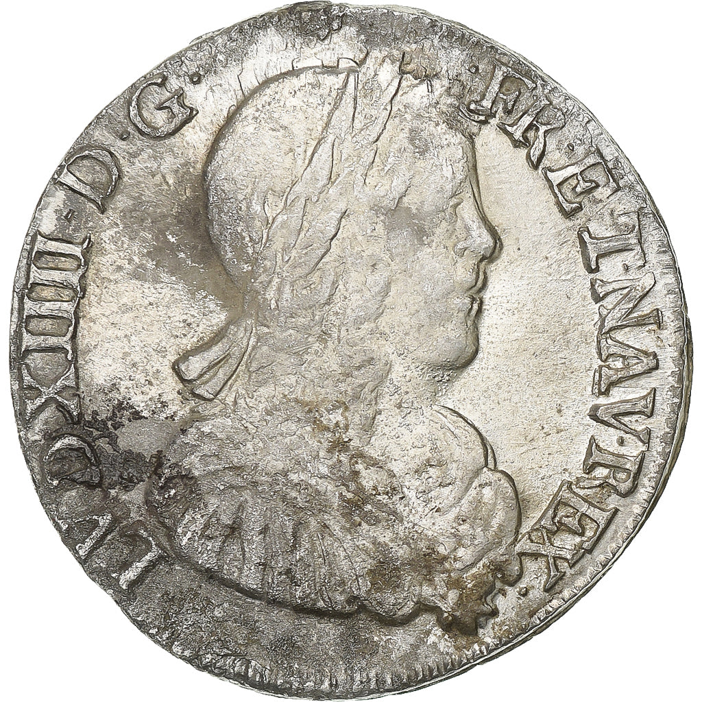 Francja, Louis XIV, 1/2 Écu à la mèche longue, 1650, Bayonne, Srebro