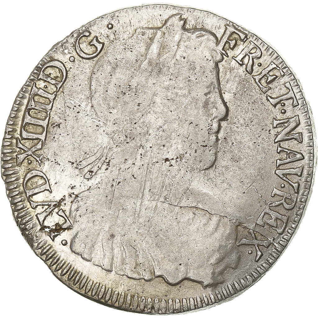 Francja, Louis XIV, 1/2 Écu à la mèche longue, 1651, Bayonne, Srebro