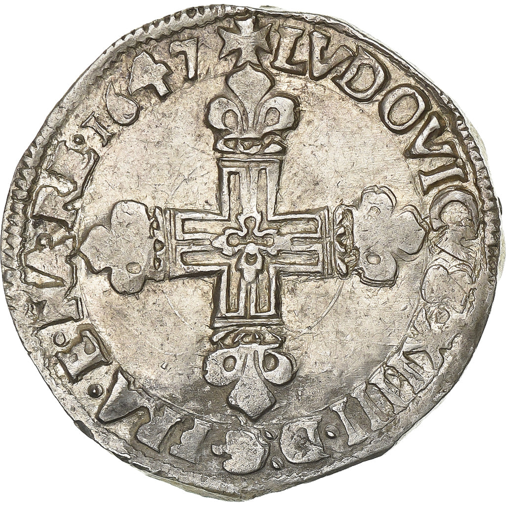 França, Louis XIV, 1/4 Ecu, 1647, Bayonne, Prata, EF(40-45), Gadoury:136
