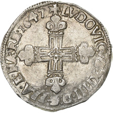 França, Louis XIV, 1/4 Ecu, 1647, Bayonne, Prata, EF(40-45), Gadoury:136