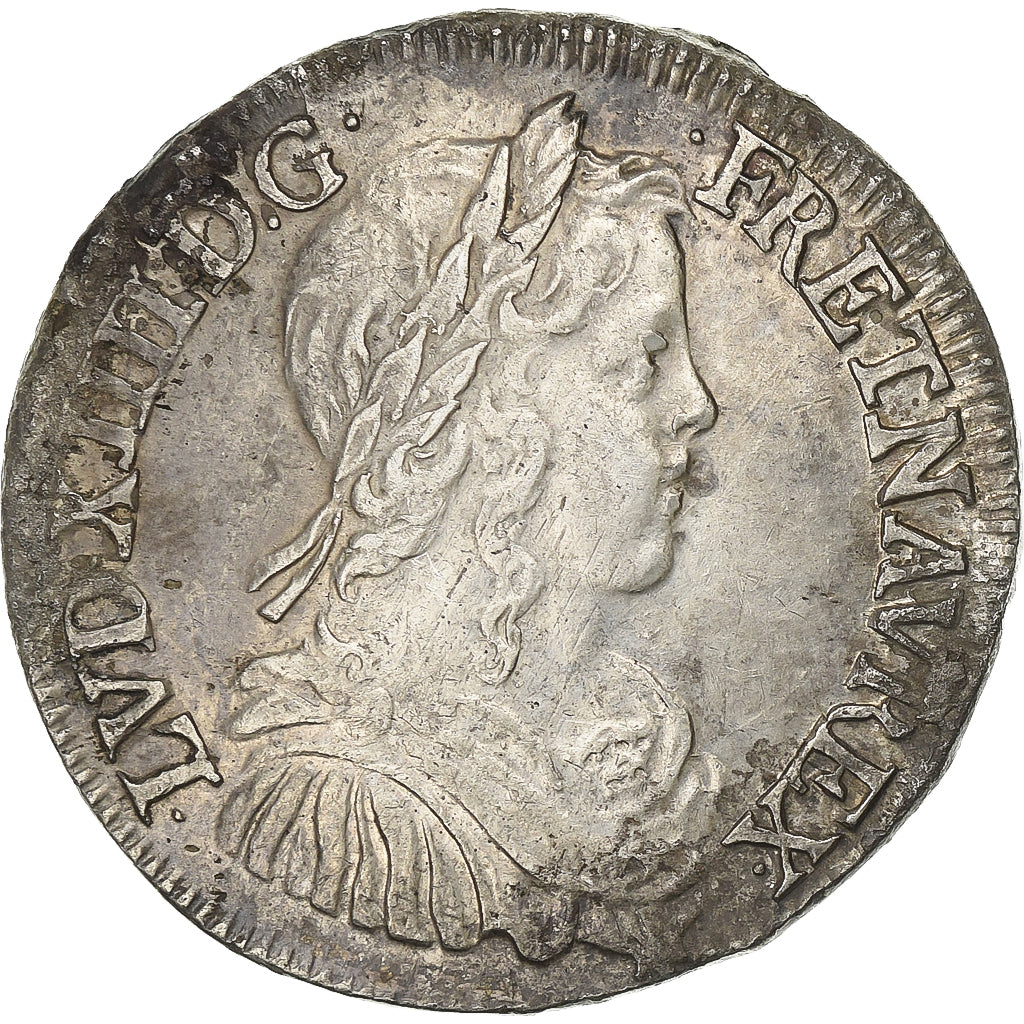 Francja, Louis XIV, 1/2 Écu à la mèche longue, 1650, Bayonne, Srebro