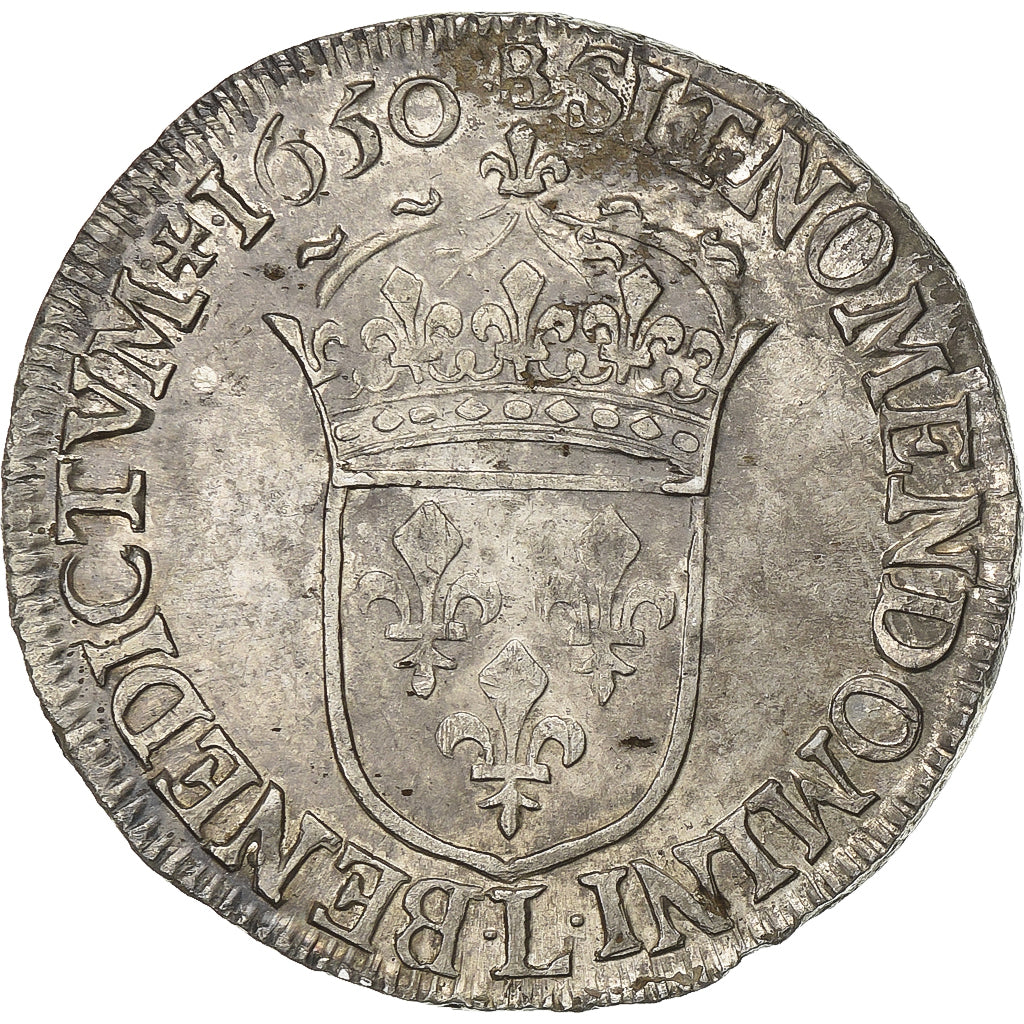 Francja, Louis XIV, 1/2 Écu à la mèche longue, 1650, Bayonne, Srebro