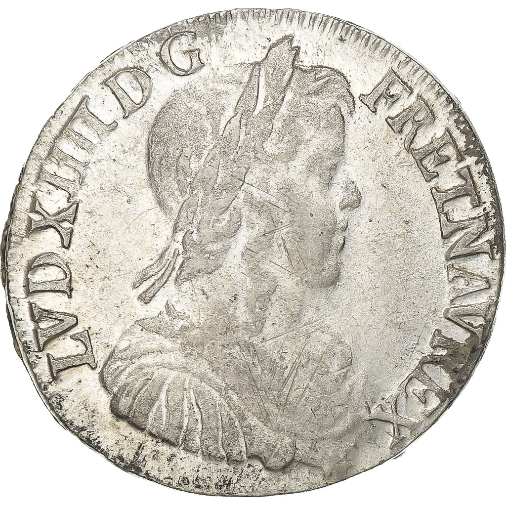 Francja, Louis XIV, 1/2 Écu à la mèche longue, 1650, Bayonne, Srebro