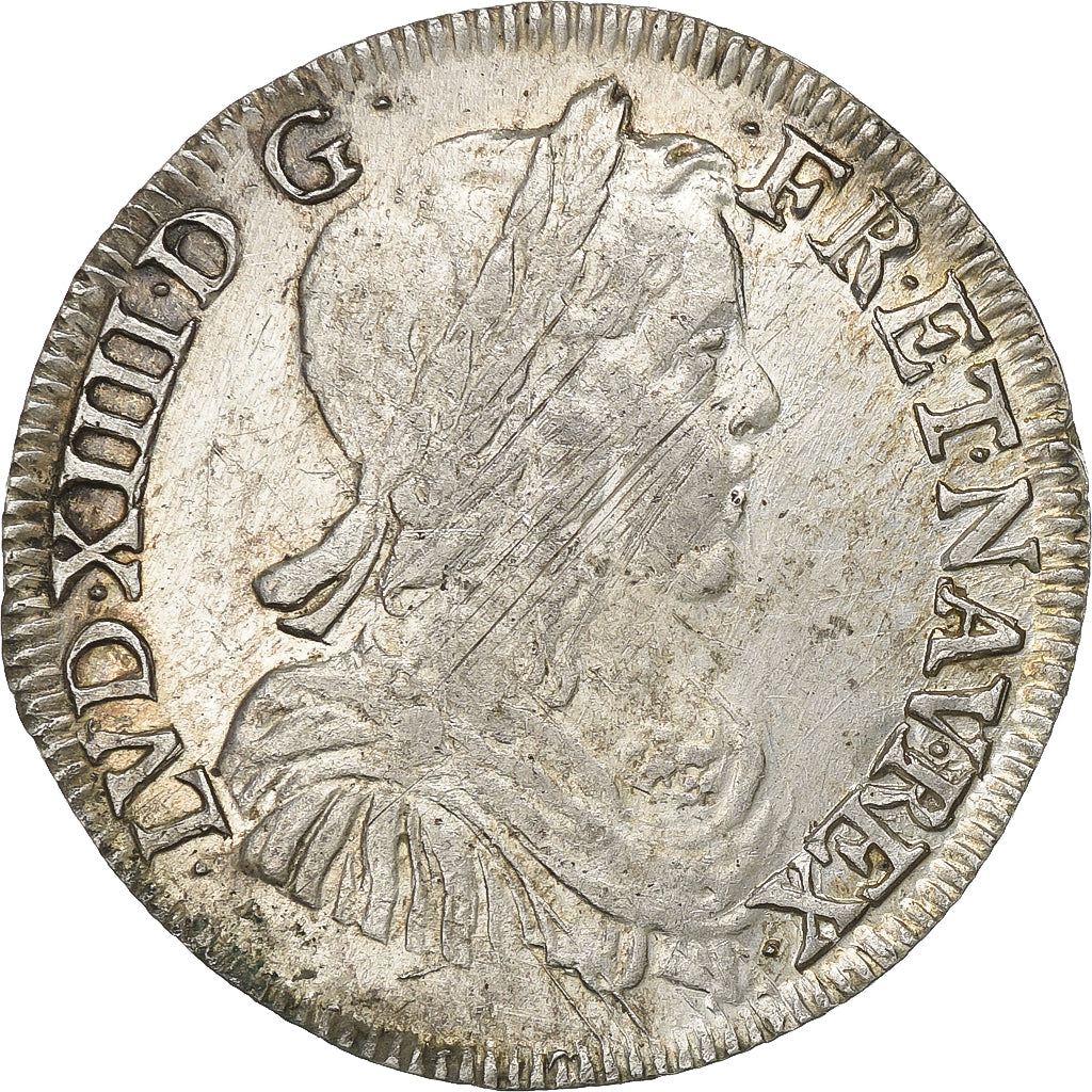 France, Louis XIV, 1/2 Écu à la mèche longue, 1650, Bayonne, Argent, TTB