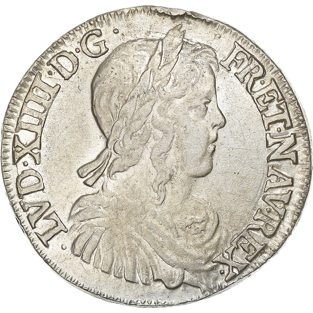 France, Louis XIV, 1/2 Écu à la mèche longue, 1650, Bayonne, Silver