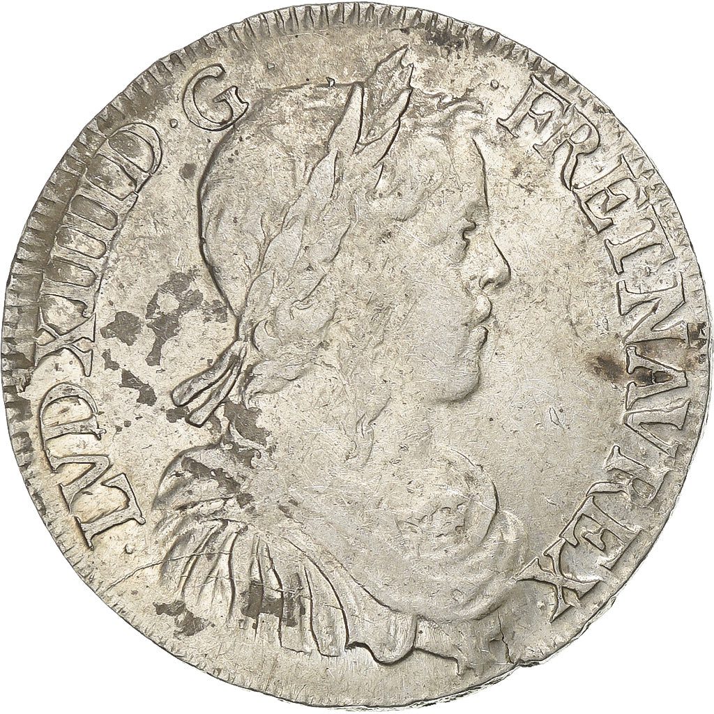 Francja, Louis XIV, 1/2 Écu à la mèche longue, 1650, Bayonne, Srebro