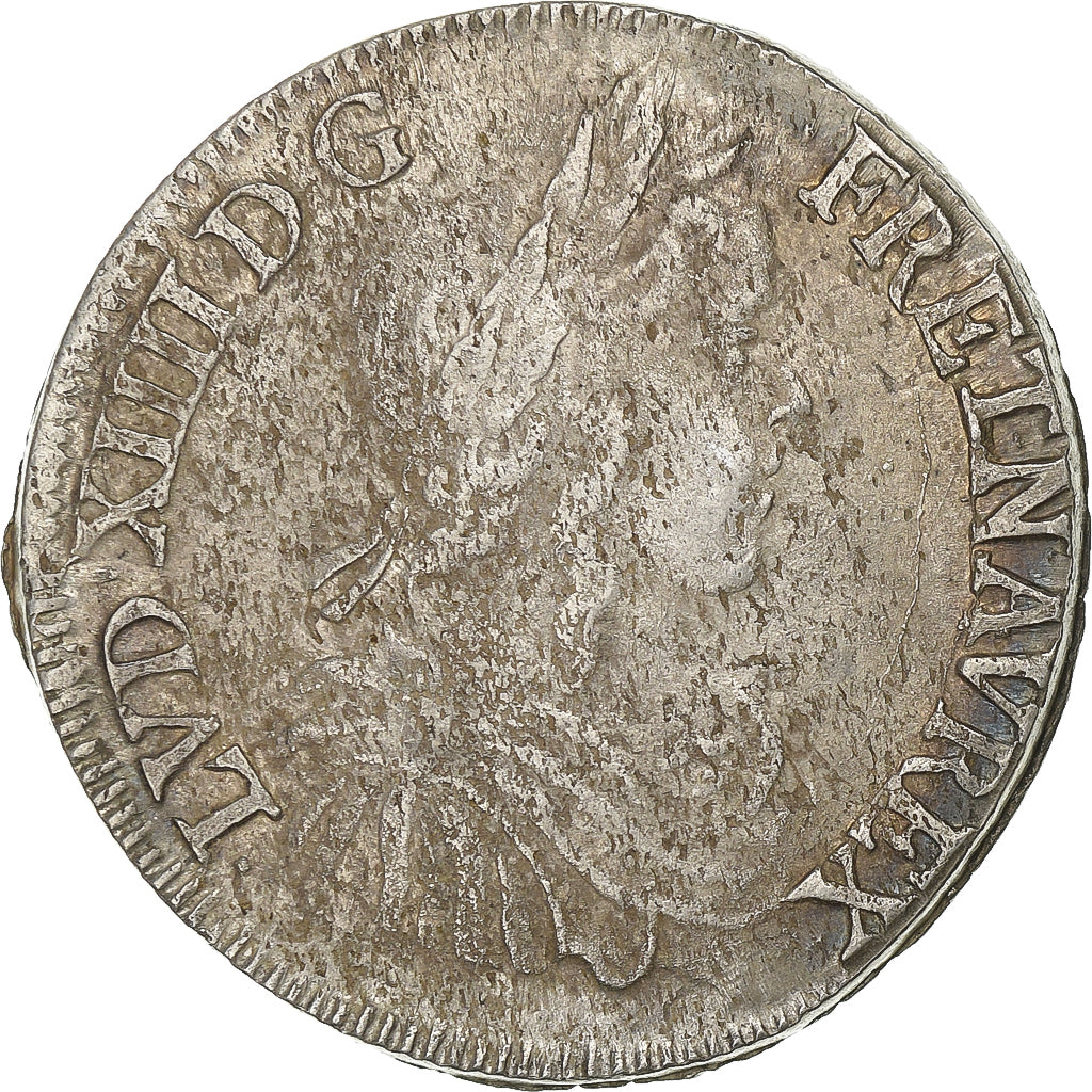 Francja, Louis XIV, 1/2 Écu à la mèche longue, 1651, Bayonne, Srebro
