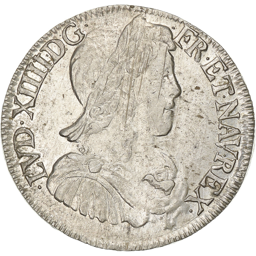Frankrijk, Louis XIV, 1/2 Écu à la mèche longue, 1652, Bayonne, Zilver, ZF