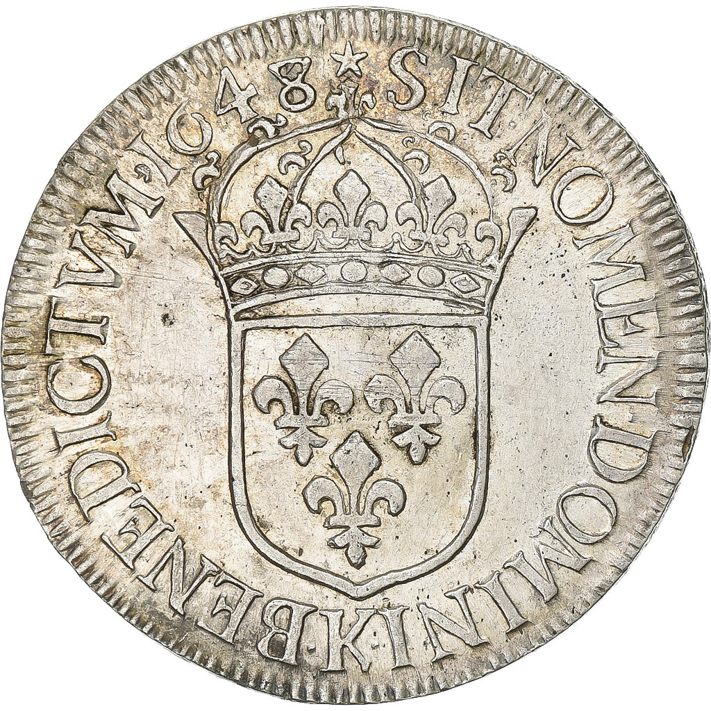 Francja, Louis XIV, Écu à la mèche longue, 1648, Bordeaux, Srebro, EF(40-45)