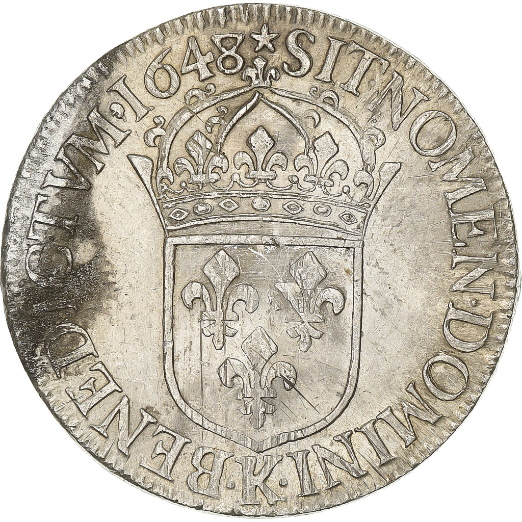 Francia, Louis XIV, Écu à la mèche longue, 1648, Bordeaux, Argento, BB