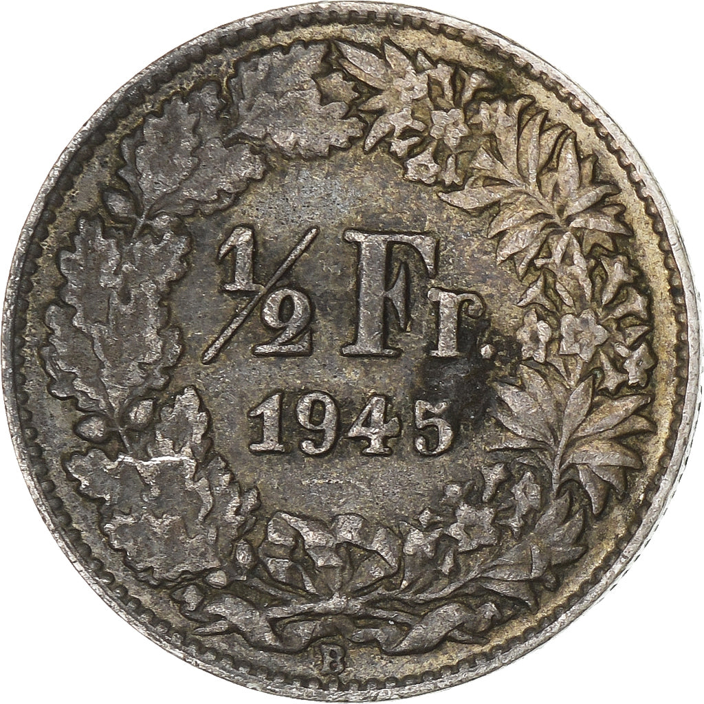 Suisse, 1/2 Franc, Helvetia, 1945, Bern, Argent, SUP, KM:23