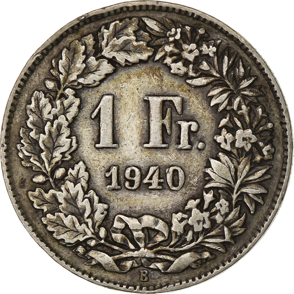 Switzerland, 1 Franc, Helvetia, 1940, Bern, Silver, AU(55-58), KM:24