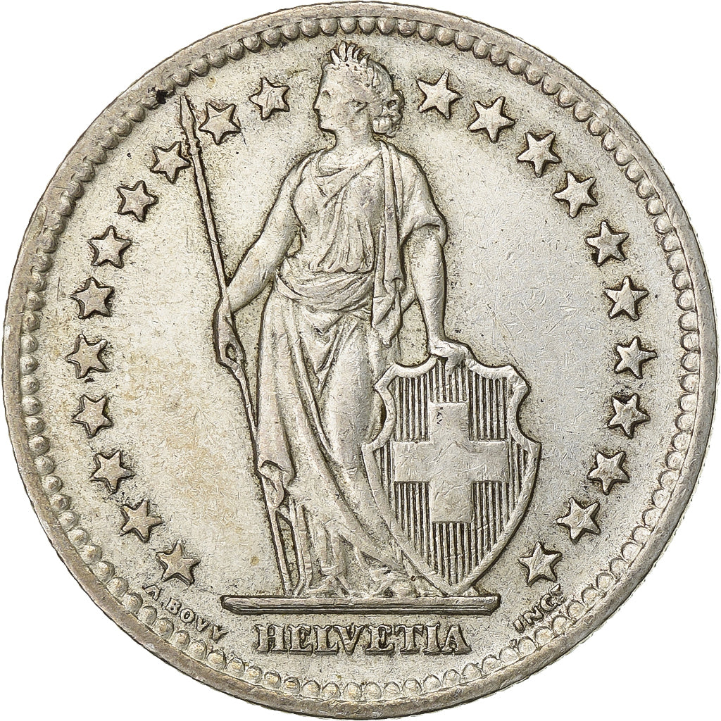 Switzerland, 2 Francs, Helvetia, 1944, Bern, Silver, AU(55-58), KM:21