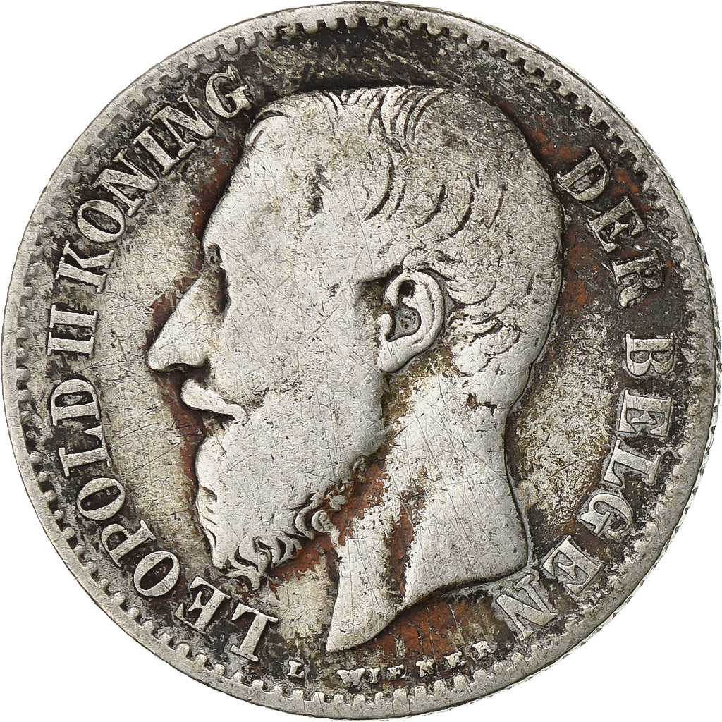 Belgium, Leopold II, 1 Franc, 1887, Silver, EF(40-45), KM:29