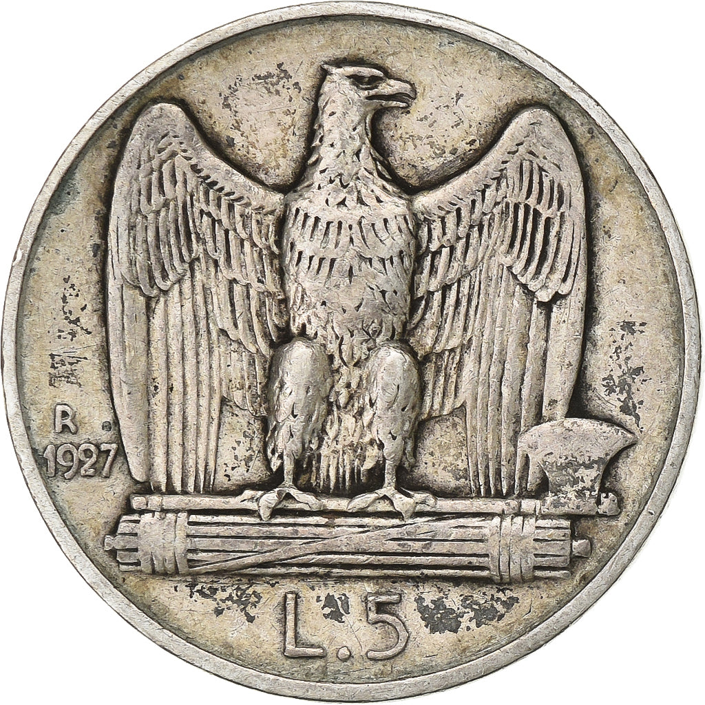 Italy, Vittorio Emanuele III, 5 Lire, 1927, Rome, Silver, EF(40-45), KM:67