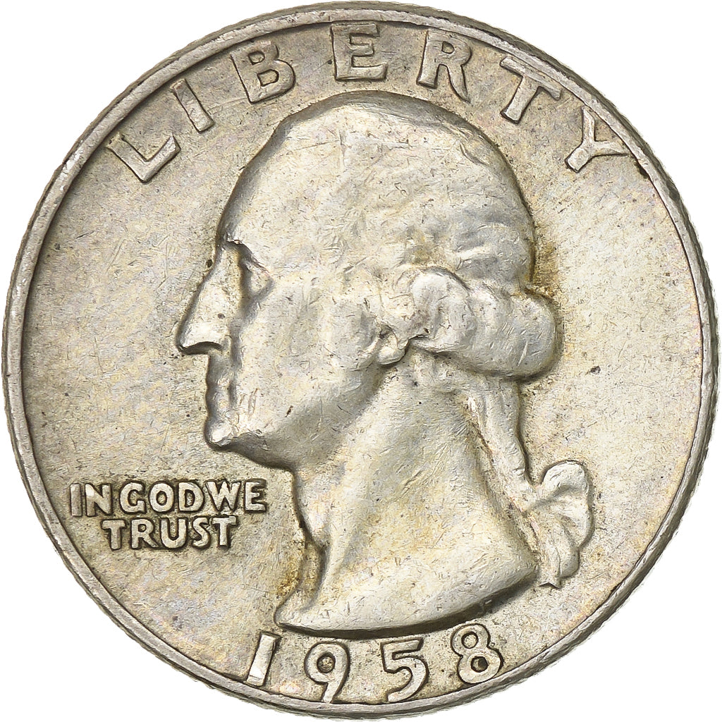 USA, quarter dollar, Washington, 1958, Denver, Srebro, EF(40-45), KM:164