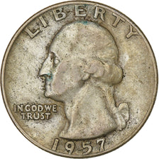 United States, quarter dollar, Washington, 1957, Denver, Silver, EF(40-45)