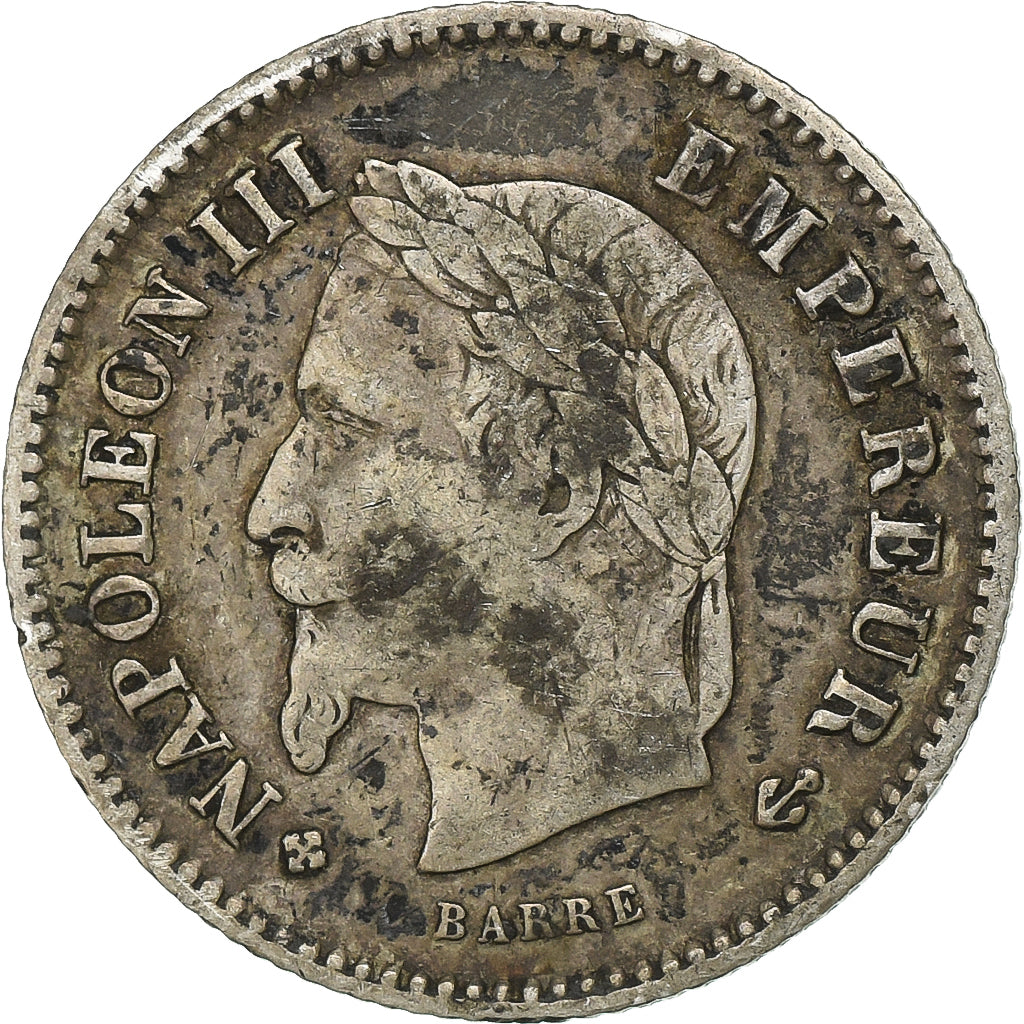 France, Napoleon III, 20 Centimes, 1867, Strasbourg, Silver, EF(40-45)