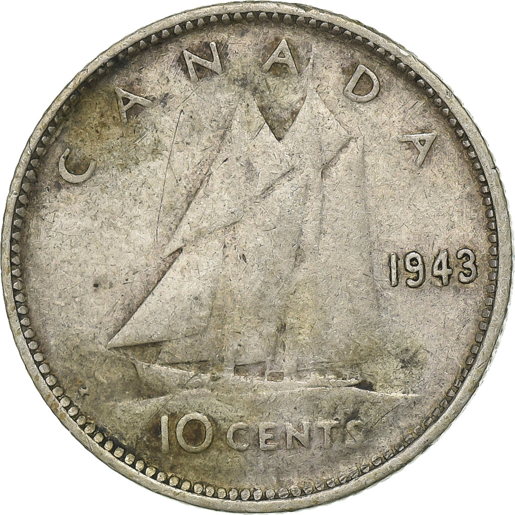 Canada, George VI, 10 Cents, 1943, Silver, EF(40-45), KM:34