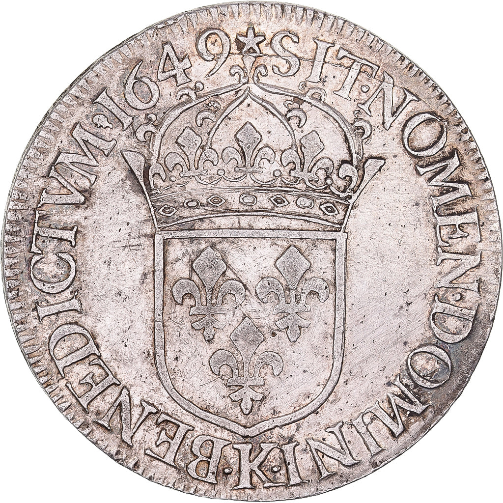 France, Louis XIV, Ecu, Écu à la mèche longue, 1649, Bordeaux, Silver