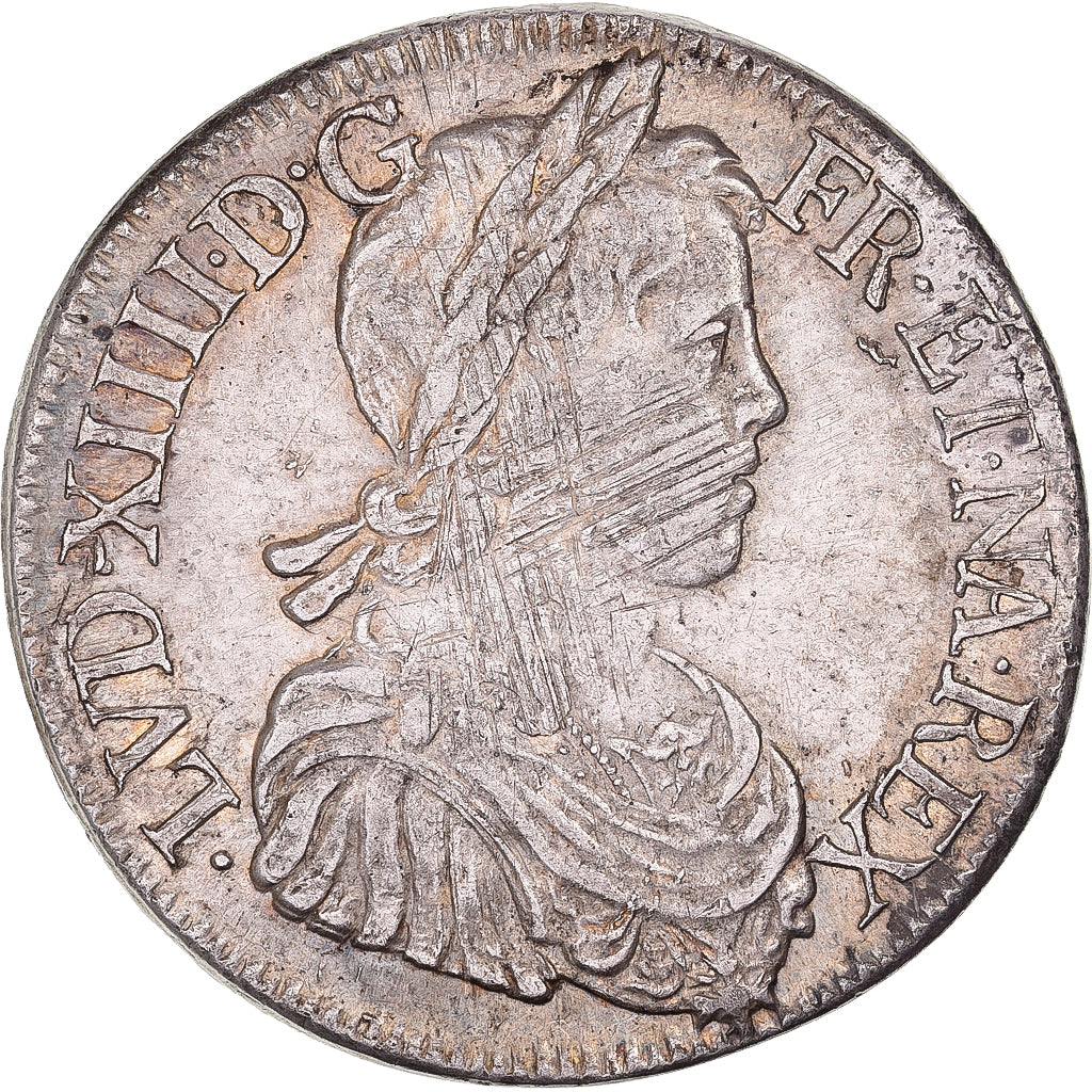 France, Louis XIV, Ecu, Écu à la mèche longue, 1649, Bordeaux, Silver