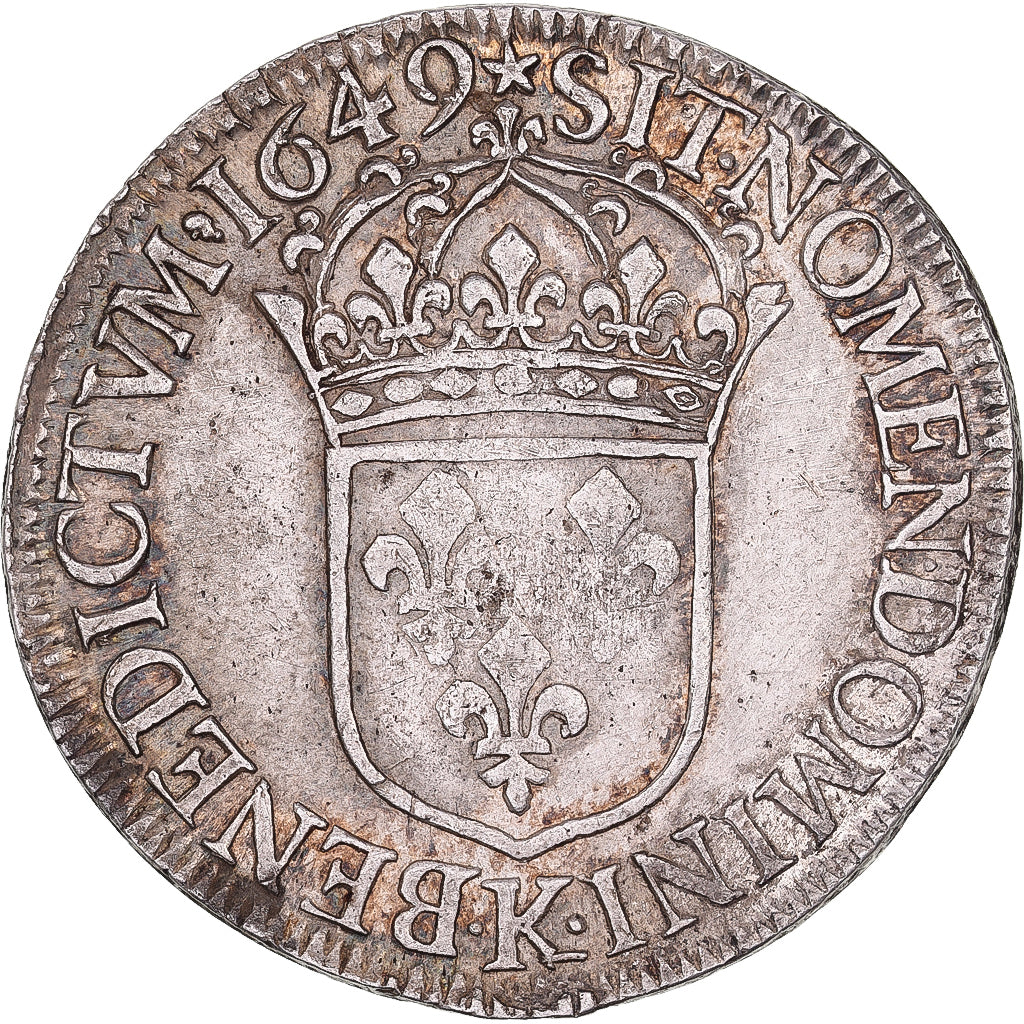 France, Louis XIV, Ecu, Écu à la mèche longue, 1649, Bordeaux, Silver