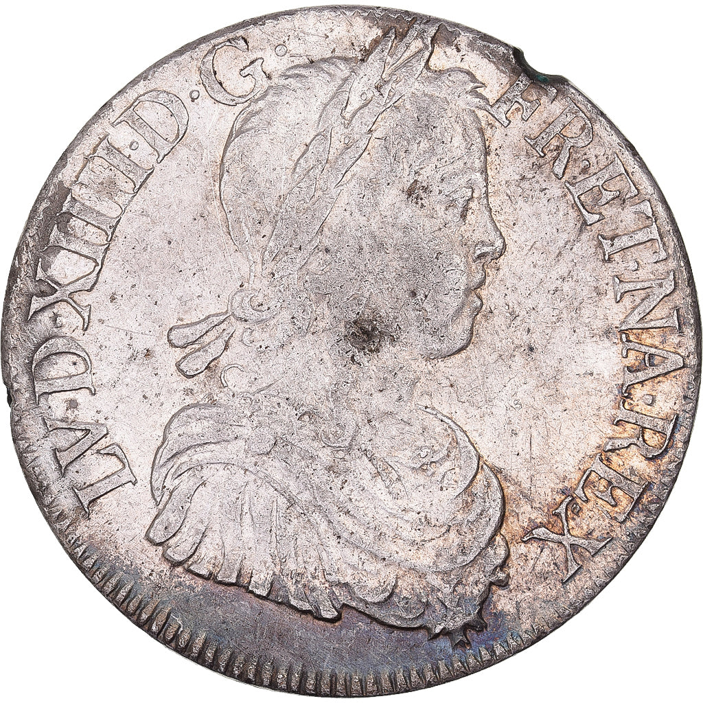 Frankrijk, Louis XIV, Ecu, Écu à la mèche longue, 1650, Bordeaux, Zilver, ZF