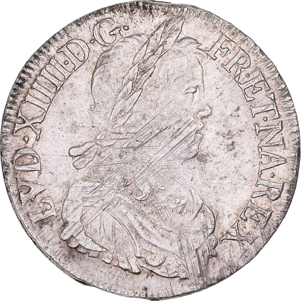 Francia, Louis XIV, Ecu, Écu à la mèche longue, 1651, Bordeaux, Argento, BB+