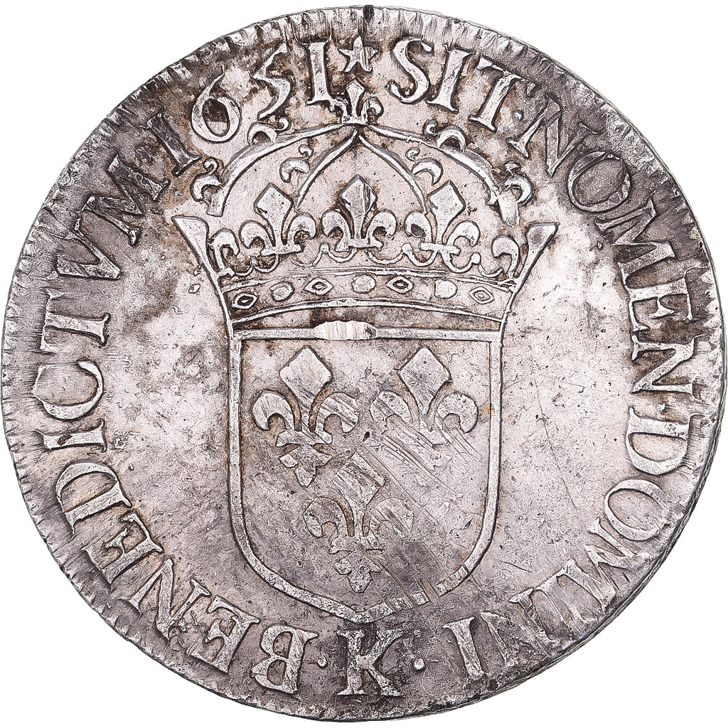 Francia, Louis XIV, Ecu, Écu à la mèche longue, 1651, Bordeaux, Argento, BB