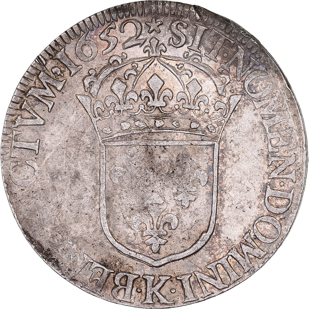 Francja, Louis XIV, Ecu, Écu à la mèche longue, 1652, Bordeaux, Srebro