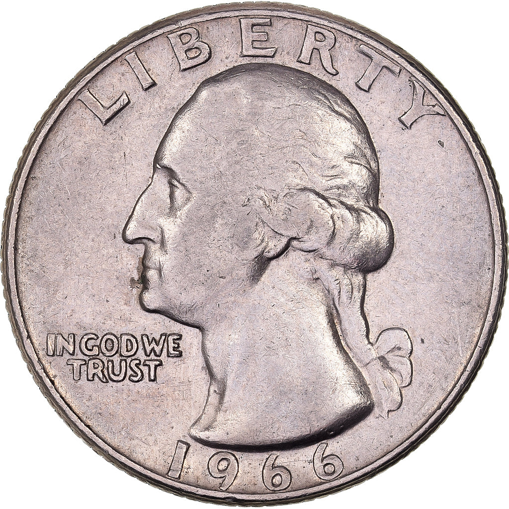États-Unis, Quarter, Washington Quarter, 1966, U.S. Mint, Cupronickel plaqué