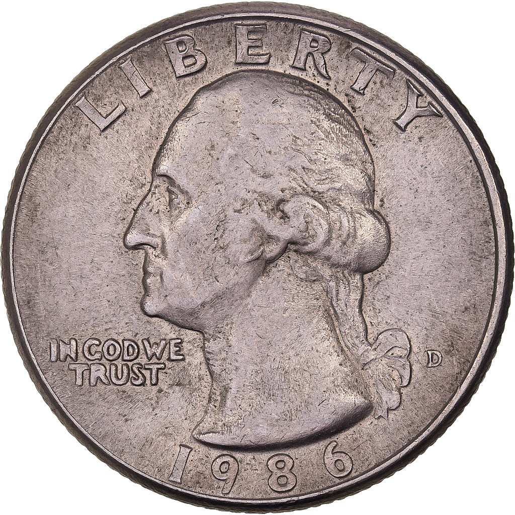 États-Unis, Quarter, Washington Quarter, 1986, U.S. Mint, Cupronickel plaqué