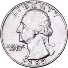 United States, Quarter, Washington Quarter, 1959, U.S. Mint, Silver, AU(50-53)