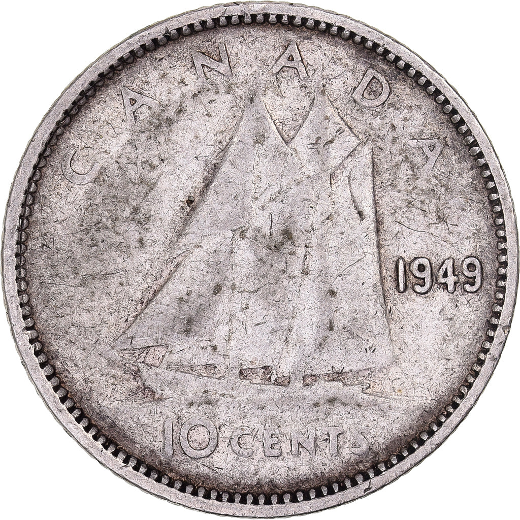 Canada, George VI, 10 Cents, 1949, Royal Canadian Mint, Argento, MB+, KM:43