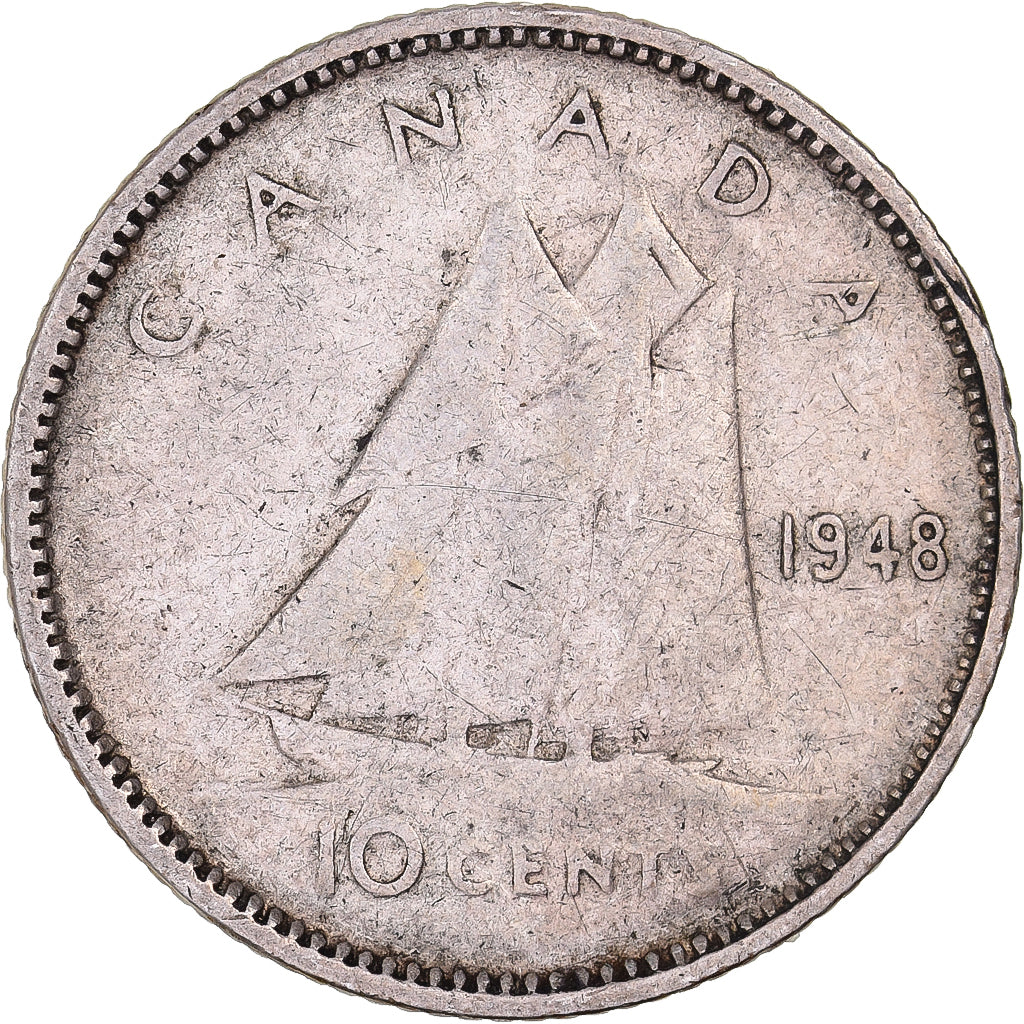 Canada, George VI, 10 Cents, 1948, Royal Canadian Mint, Argento, MB+, KM:43
