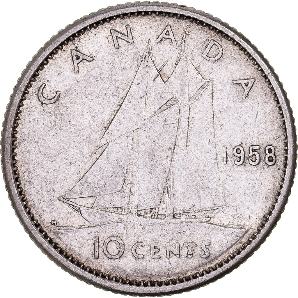 Canada, Elizabeth II, 10 Cents, 1958, Royal Canadian Mint, Argento, MB+, KM:51