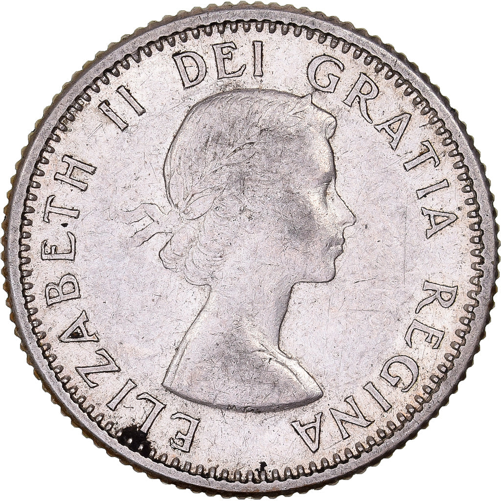 Canada, Elizabeth II, 10 Cents, 1957, Royal Canadian Mint, Silver, EF(40-45)