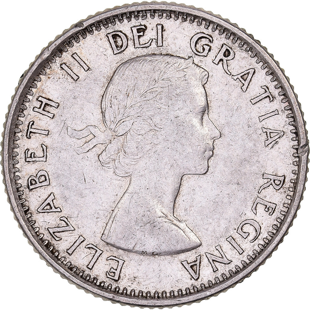 Canada, Elizabeth II, 10 Cents, 1954, Royal Canadian Mint, Argento, BB, KM:51