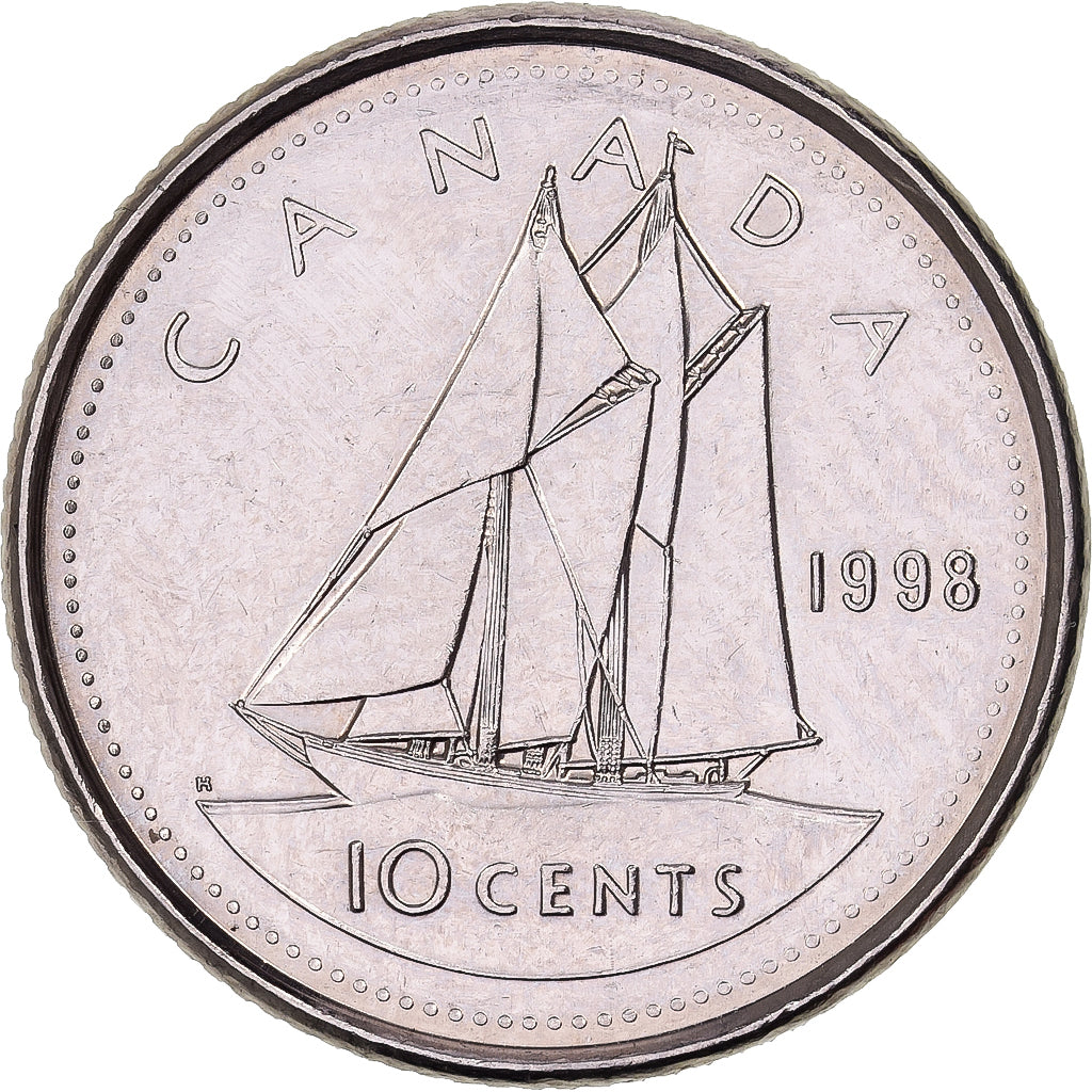 Canada, Elizabeth II, 10 Cents, 1998, Royal Canadian Mint, Nickel, ZF+, KM:183