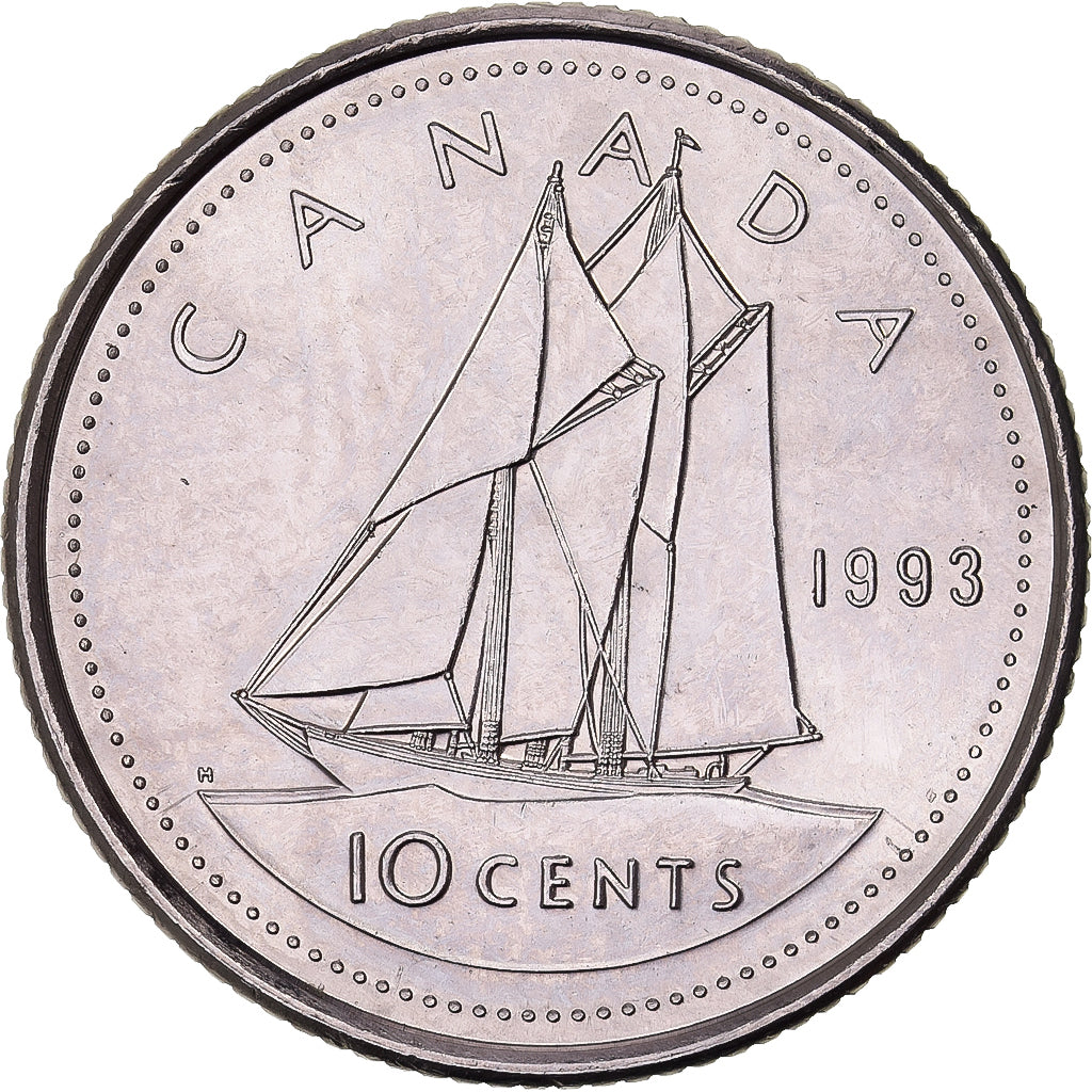 Canada, Elizabeth II, 10 Cents, 1993, Royal Canadian Mint, Nickel, ZF+, KM:183