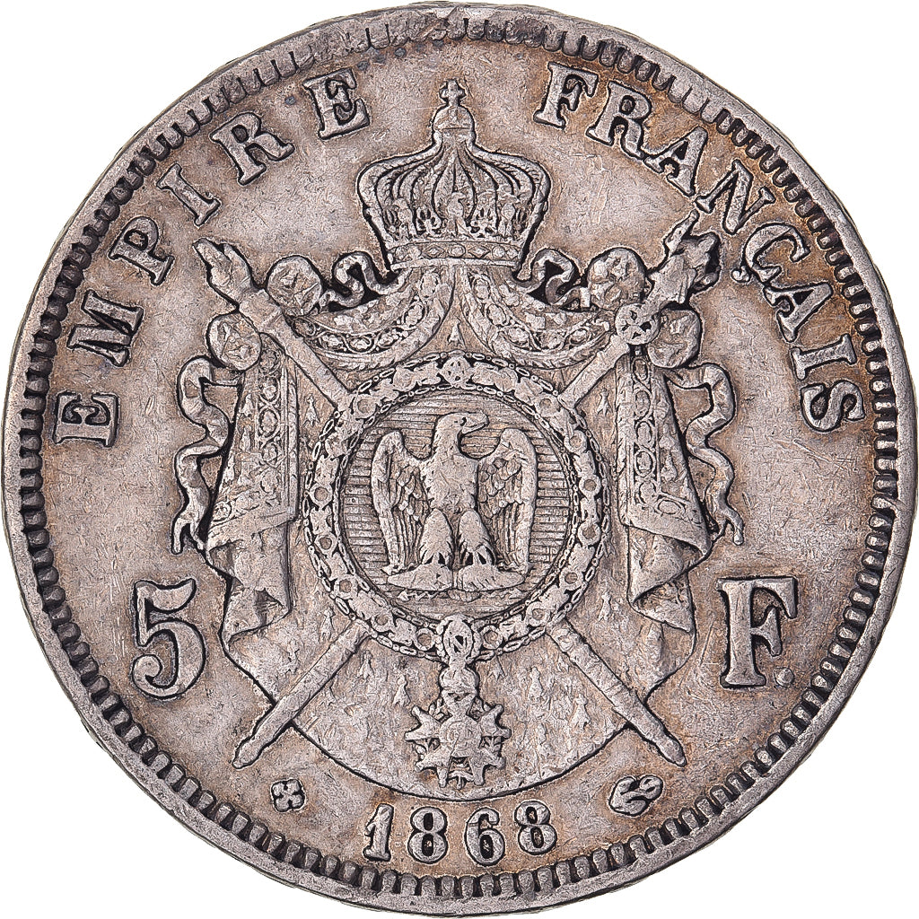 France, Napoleon III, 5 Francs, 1868, Strasbourg, Silver, EF(40-45)